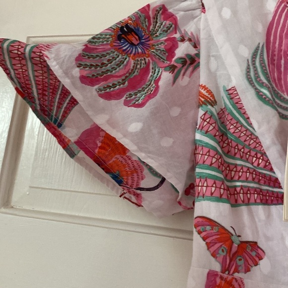 Banjanan Palak Dress Tropical Bird Print XS NEW Birdie Print White Dobby Revolve - Picture 7 of 14